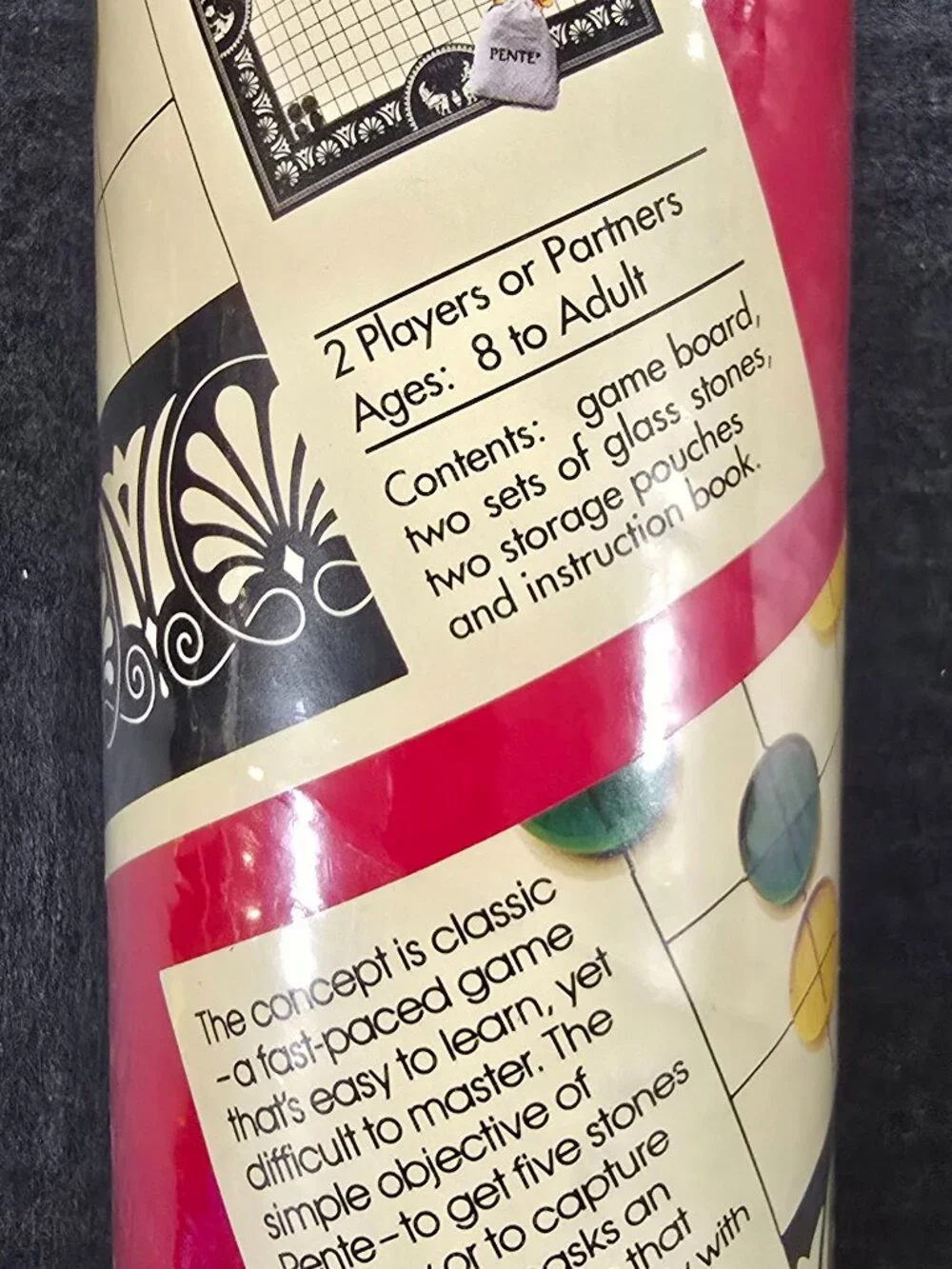 PENTE The Classic Game Of Skill 1992 Red Tube w/Pieces and Board
